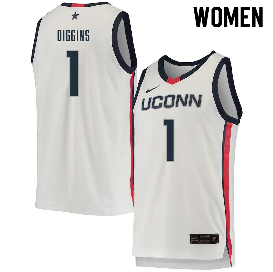 Women #1 Rahsool Diggins Uconn Huskies College Basketball Jerseys Sale-White